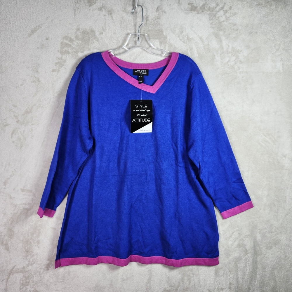 Women with Control Sweater Women Large Royal Blue Contrast Piping Office A612921
